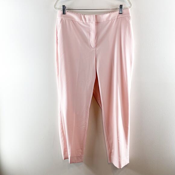 J. Crew High Rise Elastic Back Waist Straight Leg Trouser Pants Pink 14 - Picture 3 of 10